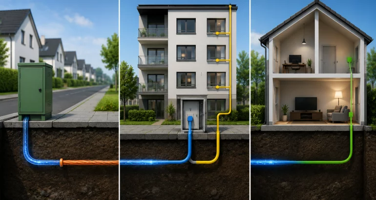 Was unterscheidet FTTH, FTTB und FTTC?